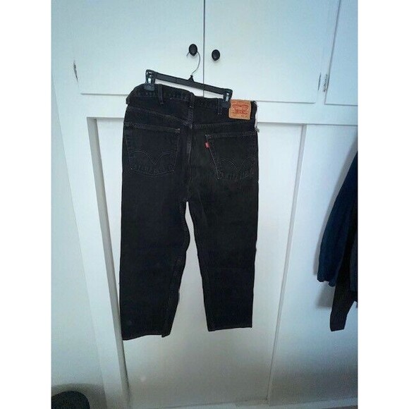 Levis 505 Black Denim Jeans Red Tab Straight Leg Size 38x30 - Picture 3 of 10